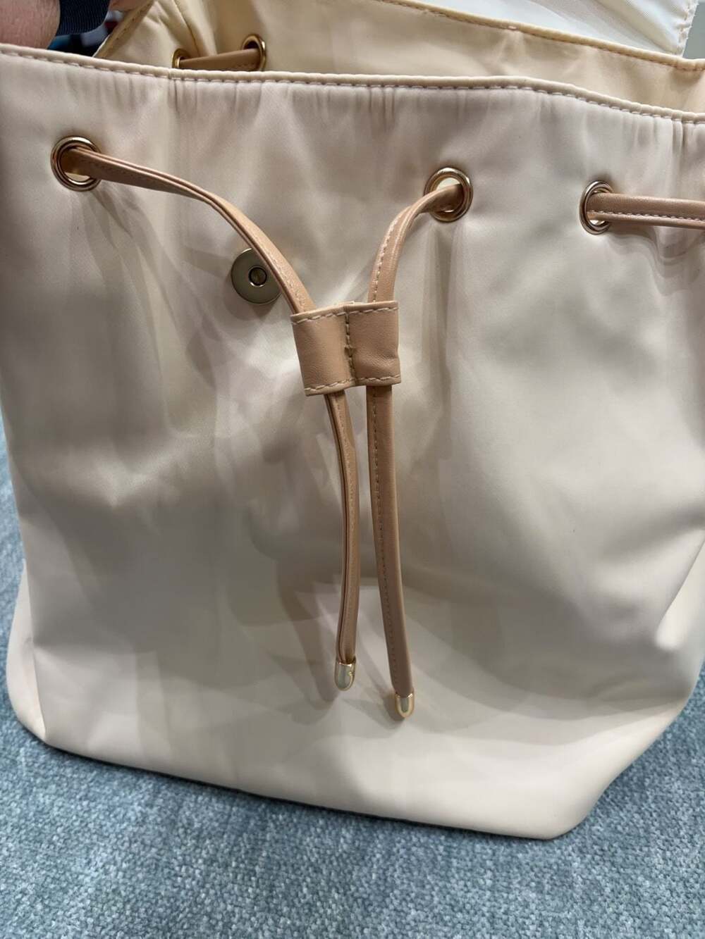 LouLu Cream Nylon Drawstring Backpack - Picture 11 of 12